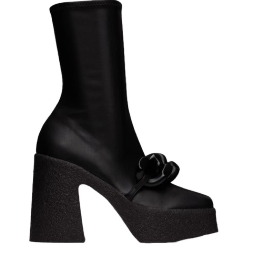 Stella McCartney Black Alter Mat Skyla Mid Calf Platform Boots New Size EU 39.5
